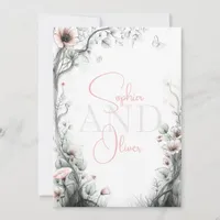 Whimsical Delicate Blush Floral Branch  Invitation