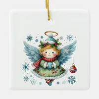 Cute Angel Folk Art Style Ceramic Ornament