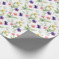 Spring Summer Yellow Pink Purple Flower Watercolor Wrapping Paper