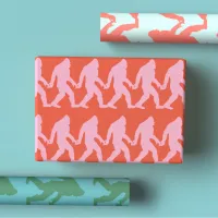 Bright Hot Pink, Coral, Turquoise Bigfoot  Wrapping Paper Sheets