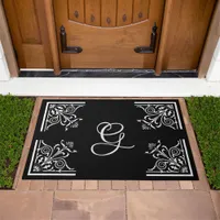 Bold Black and White Vintage Personalized Doormat