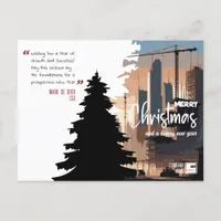 Cityscape & Tree Construction Architecture x-Mas Holiday Postcard