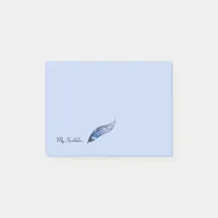 Notepad - Blue Feather Pen