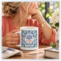 VINTAGE BLUE AND WHITE FLORAL FUNNY SENIOR MOMENT COFFEE MUG
