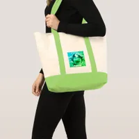 Monogram Blue & Green Dolphins Ocean | Tote Bag