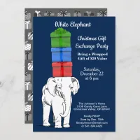 White Elephant Stacked Gift Exchange Party Invitation