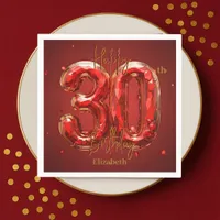 Sparkling Gemstone Ruby and Gold 30th Birthday  Napkins