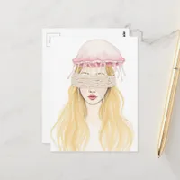 A Beautiful Woman With Jellyfish and Pearls Postcard