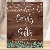Wedding Cards Gifts Rustic Greenery String Lights Poster
