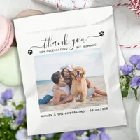 Modern Photo Elegant Script Thank You Pet Wedding Favor Bag