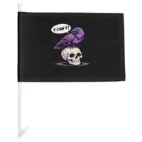 F-Caw-F Crow Skull Halloween Humor Graphic Design  Car Flag
