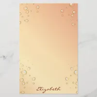 Rose gold bubbles fun girly monogram stationery