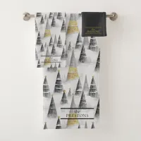 Black Gold Christmas Pattern#8 ID1009 Bath Towel Set