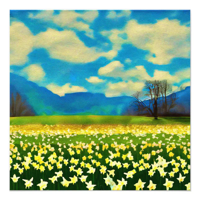 Daffodil field - painting photo print