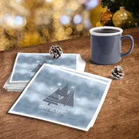 Christmas Trees and Snowflakes Blue ID863 Napkins