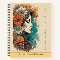 Stay Wild Flower Child | Boho Floral Portrait Notebook