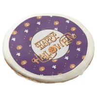 Halloween pattern and message sugar cookie