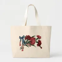 Vintage Patriotic Ribbon and Flowers Large Tote Bag