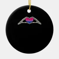Bone Hands Heart Bisexual Goth Minimal Design Ceramic Ornament