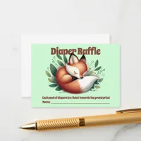 Cute Fox Cub Sleeping in Leaves Diaper Raffle Enclosure Card