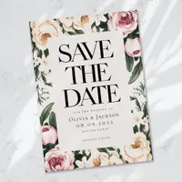 Vintage Floral Roses Wedding Save The Date