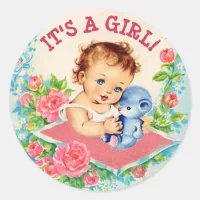 Its a Girl Vintage Baby Shower Stickers