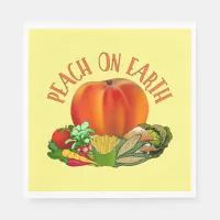 Peach on Earth Funny Christmas Pun Napkins