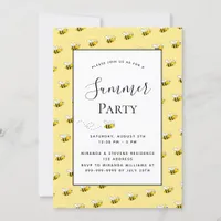 Summer party happy bumble bees backyard bbq invita invitation