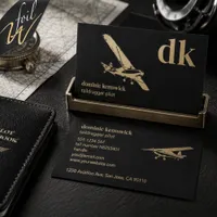 Taildragger Pilot Gold Foil Aviation Business Cards