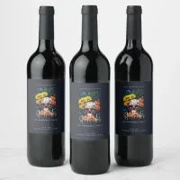 Floral Skull Family Name Faboolous Spooktacular  Wine Label