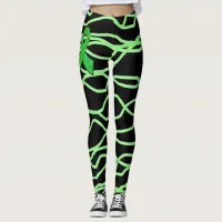 Black and Lime Green Squiggly Lyme Leggings