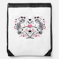 Skeleton Heart Hands Viral Trendy Vibe Drawstring Bag