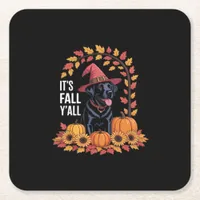 It’s Fall Y’all Halloween Autumn Funny Quote Square Paper Coaster