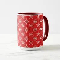 White Snowflakes with Red Background Custom Colors Mug