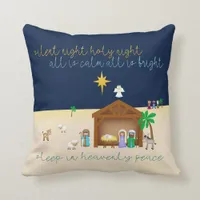 Simplistic Bethlehem Nativity Scene Silent Night Throw Pillow