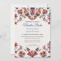 Otomi Tenangos Folk Art Floral Spanish Wedding Invitation