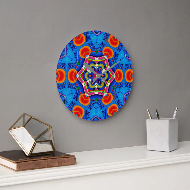 Multicolored oil painting kaleidoscope large clock