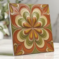 1970s Psychedelic Floral Burst Ceramic Tile