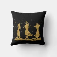 Golden Dancing Witches Throw Pillow