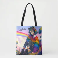 Anime Girl Rainbow Sweater Personalized  Tote Bag