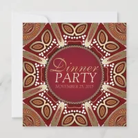 Red+Gold Modern Tribal Dinner Party Invitation