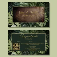 Appointment Reminder Leather Greenery Stylish  Business Card