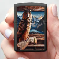 Eagle Owl Orange Prominent River Mountain Stare Zippo Lighter