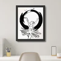 Ballerina in Zen Circle Ink Sketch Framed Art
