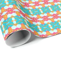 Geometric Stripes Turqoise Pink Wrapping Paper