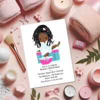 Cute Black Girl Spa Sleepover Birthday Party Photo Invitation