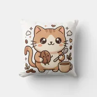 Kawaii Cat Pillow - Adorable Bean Spoon Lover