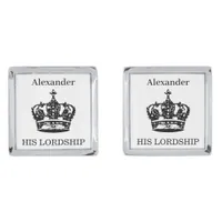 His Lordship Crown Funny Novelty Personalized Cufflinks