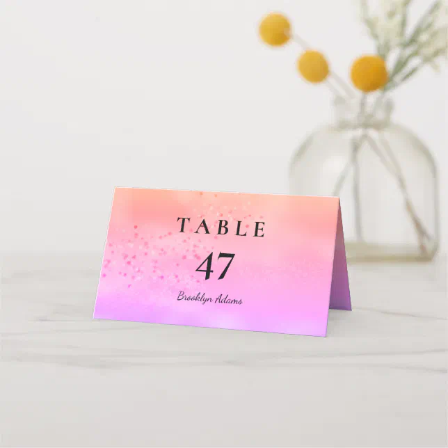 Rainbow Wedding Colorful trendy love Place Card