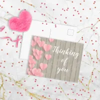 Pink Cute Hearts On A Barn Wood Postcard